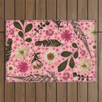 Dried Flower Print in Pink Outdoor Rug Gallery Image 1