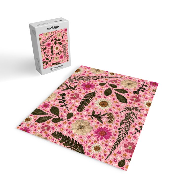 Dried Flower Print in Pink Jigsaw Puzzle Gallery Image 2