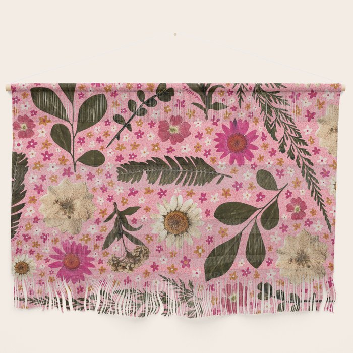 Dried Flower Print in Pink Wall Hanging Gallery Image 1