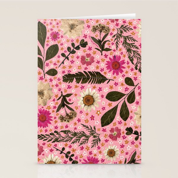 Dried Flower Print in Pink Stationery Card Gallery Image 2