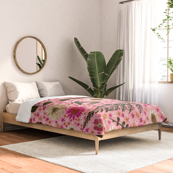 Dried Flower Print in Pink Comforter Gallery Image 2