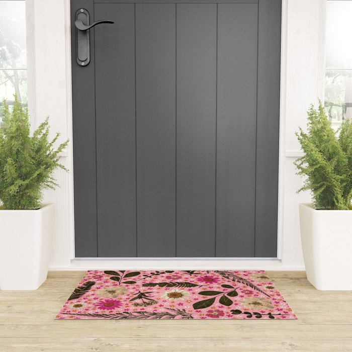 Dried Flower Print in Pink Welcome Mat Gallery Image 3
