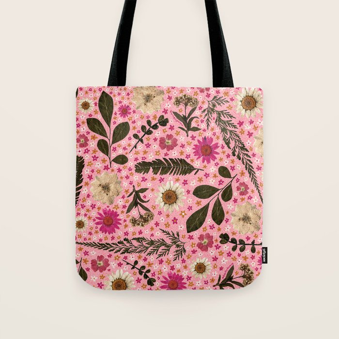 Dried Flower Print in Pink Tote Bag Gallery Image 1