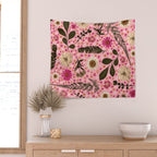 Dried Flower Print in Pink Wall Tapestry Gallery Image 2