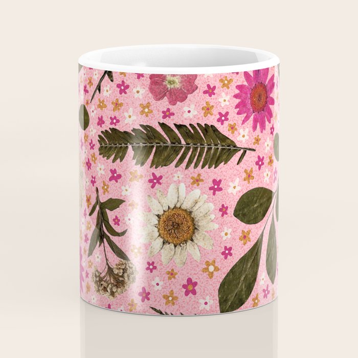 Dried Flower Print in Pink Coffee Mug Gallery Image 4