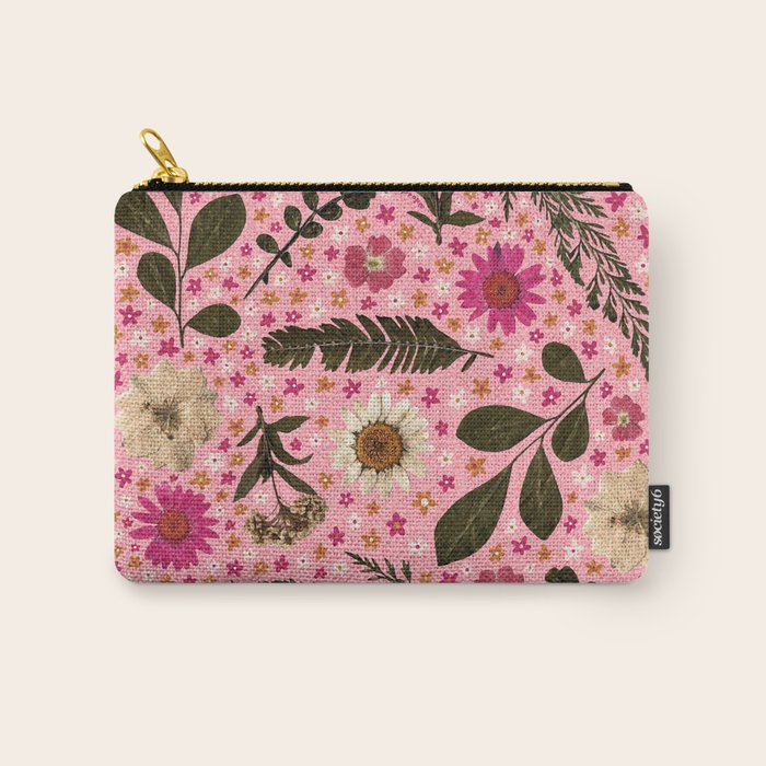 Dried Flower Print in Pink Carry All Pouch Gallery Image 1