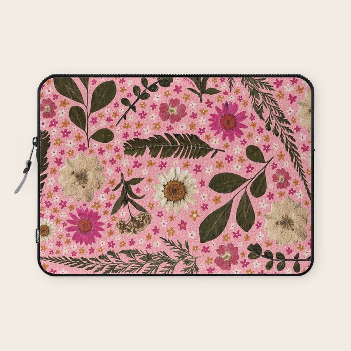 Dried Flower Print in Pink Laptop Sleeve Gallery Image 1