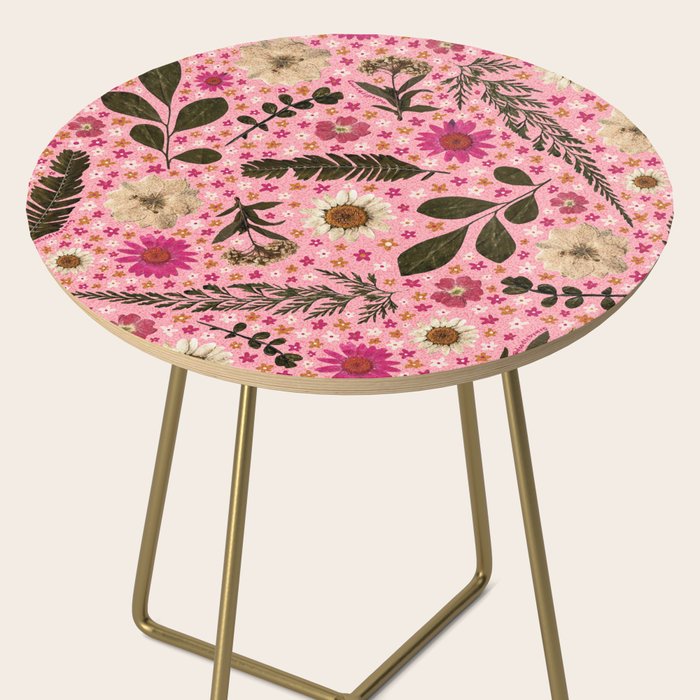 Dried Flower Print in Pink Side Table Gallery Image 2