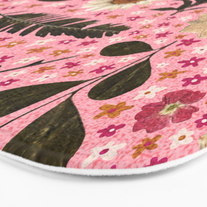 Dried Flower Print in Pink Bath Mat Gallery Image 3