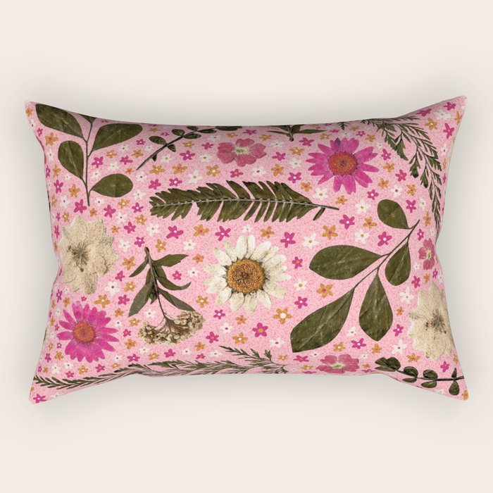 Dried Flower Print in Pink Rectangular Pillow Gallery Image 2