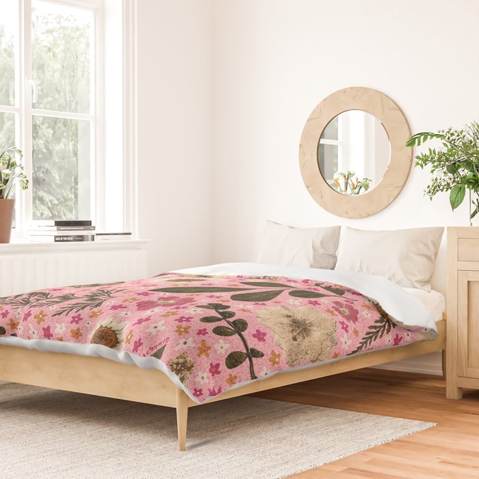 Dried Flower Print in Pink Duvet Cover Gallery Image 2