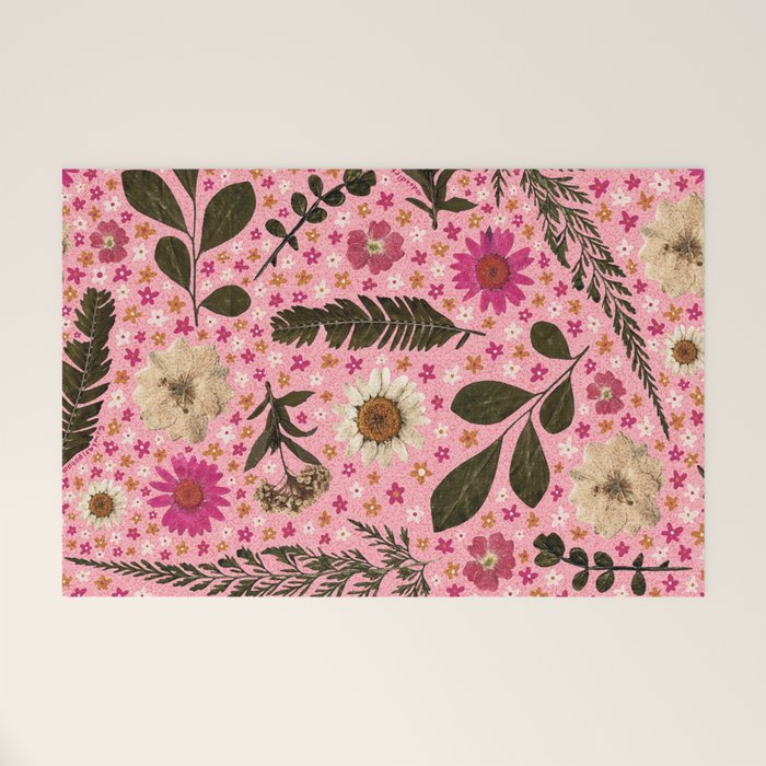 Dried Flower Print in Pink Welcome Mat Gallery Image 1