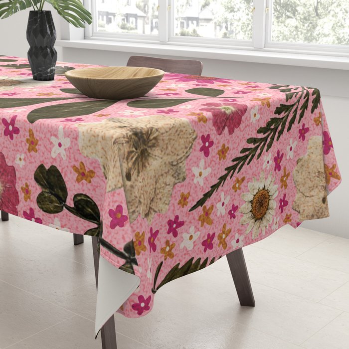 Dried Flower Print in Pink Tablecloth Gallery Image 3