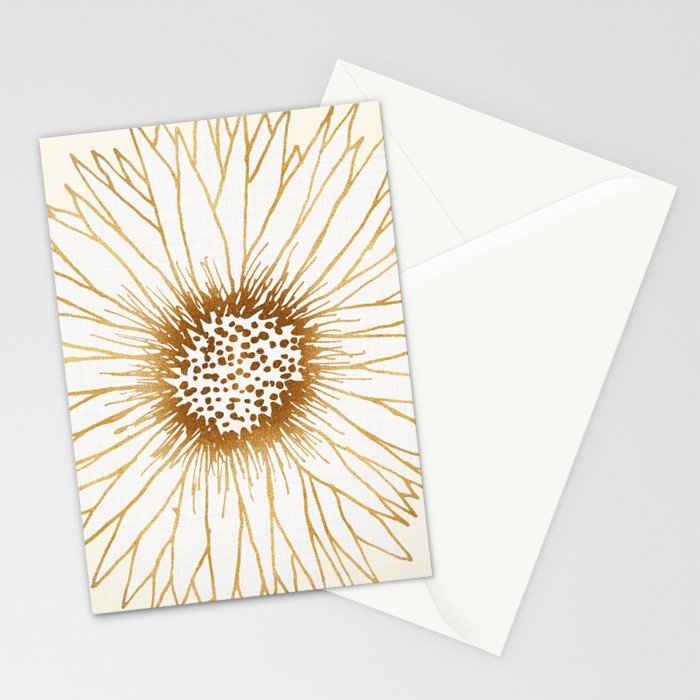 Gold Sunflower Drawing Stationery Card Gallery Image 2