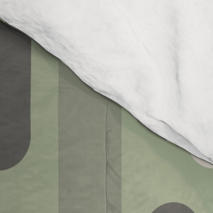 Morningside Heights Midcentury Modern Pattern in Gray, Almond, and Sage Green  Comforter Gallery Image 4