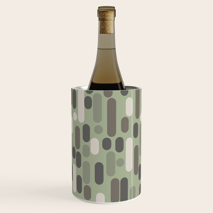 Morningside Heights Midcentury Modern Pattern in Gray, Almond, and Sage Green  Wine Chiller Gallery Image 2