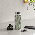 Morningside Heights Midcentury Modern Pattern in Gray, Almond, and Sage Green  Water Bottle Gallery Image 4