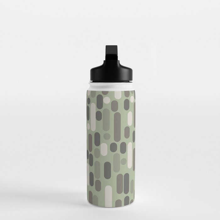 Morningside Heights Midcentury Modern Pattern in Gray, Almond, and Sage Green  Water Bottle Gallery Image 3