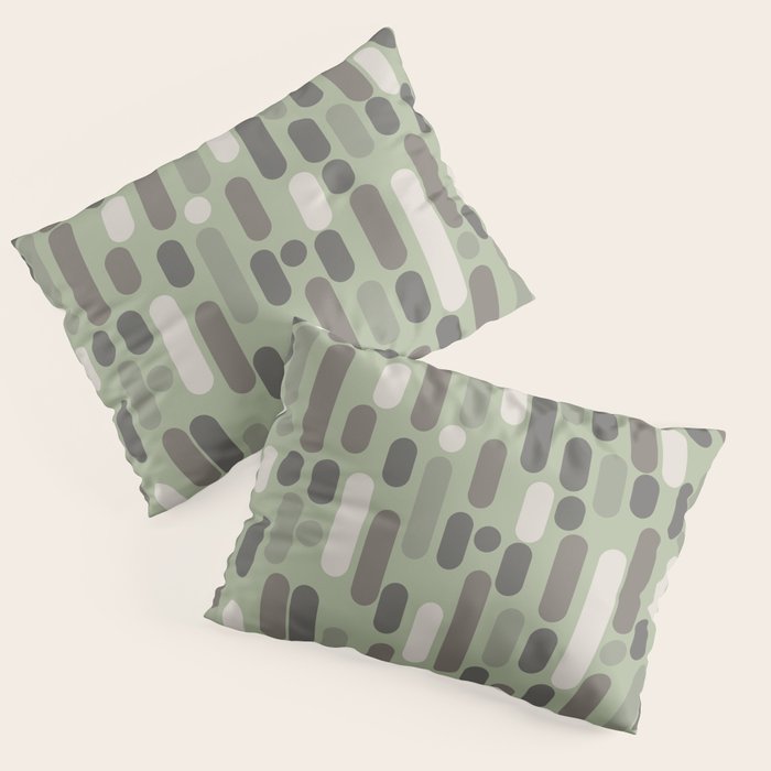 Morningside Heights Midcentury Modern Pattern in Gray, Almond, and Sage Green  Pillow Sham Gallery Image 3