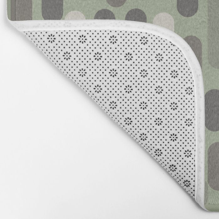 Morningside Heights Midcentury Modern Pattern in Gray, Almond, and Sage Green  Bath Mat Gallery Image 2