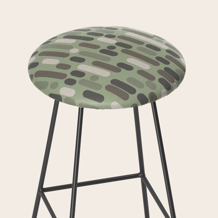 Morningside Heights Midcentury Modern Pattern in Gray, Almond, and Sage Green  Stool Gallery Image 2