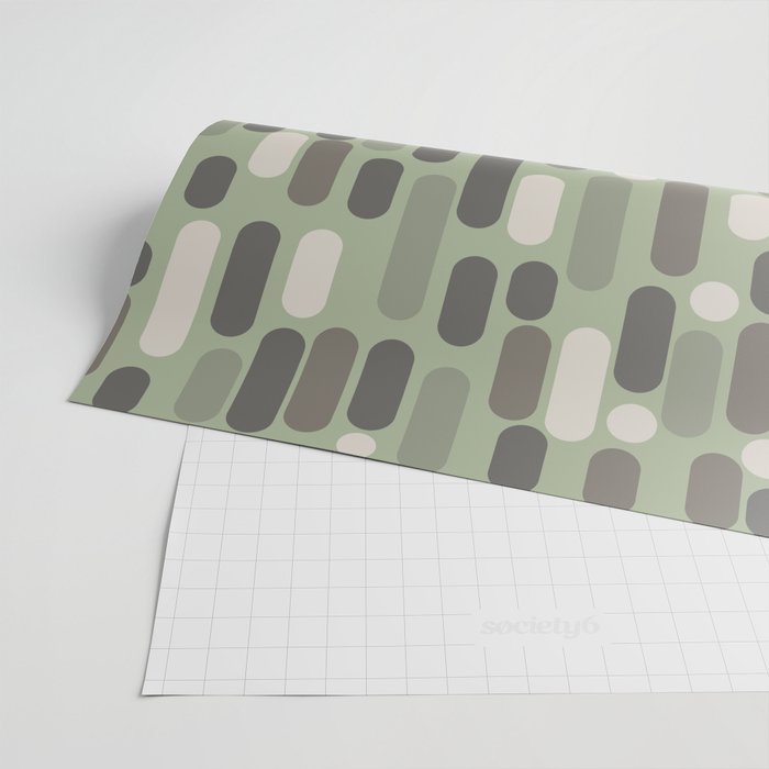 Morningside Heights Midcentury Modern Pattern in Gray, Almond, and Sage Green  Wrapping Paper Gallery Image 2