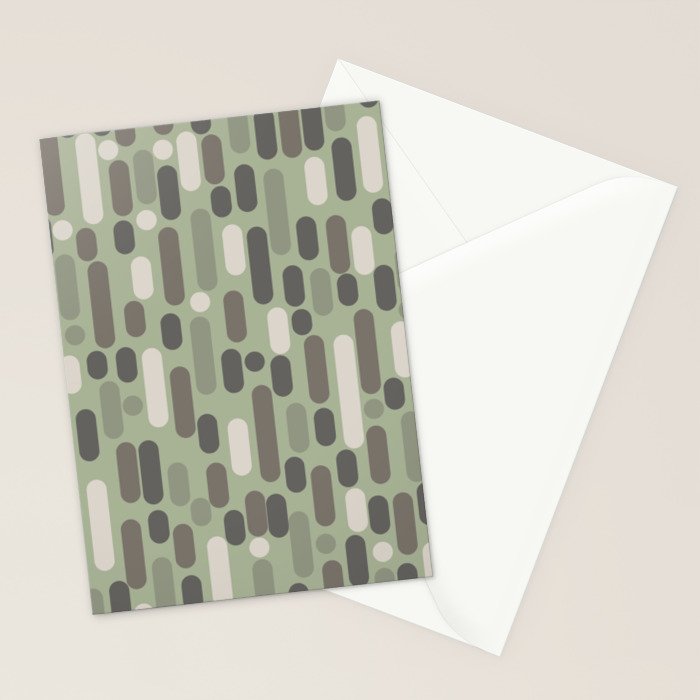 Morningside Heights Midcentury Modern Pattern in Gray, Almond, and Sage Green  Stationery Card Gallery Image 2