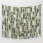 Morningside Heights Midcentury Modern Pattern in Gray, Almond, and Sage Green  Wall Tapestry Gallery Image 4