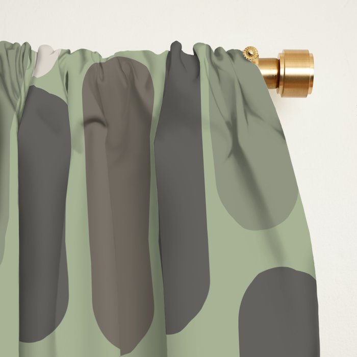 Morningside Heights Midcentury Modern Pattern in Gray, Almond, and Sage Green  Window Curtain Gallery Image 2