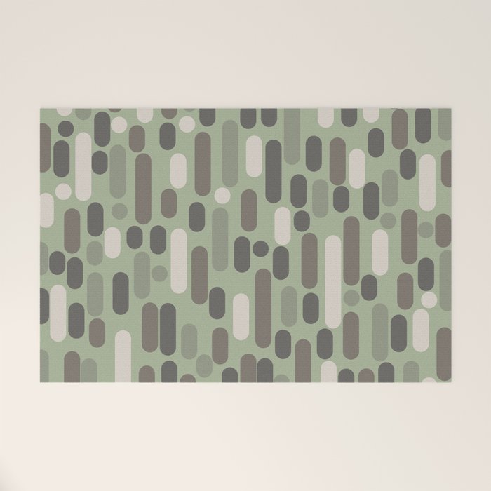 Morningside Heights Midcentury Modern Pattern in Gray, Almond, and Sage Green  Welcome Mat Gallery Image 1