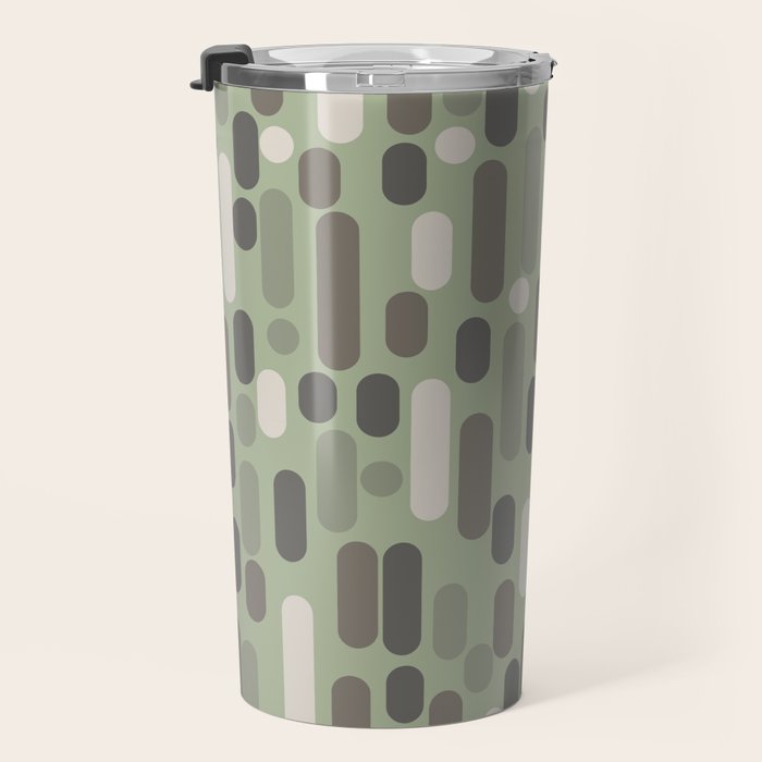 Morningside Heights Midcentury Modern Pattern in Gray, Almond, and Sage Green  Travel Mug Gallery Image 3