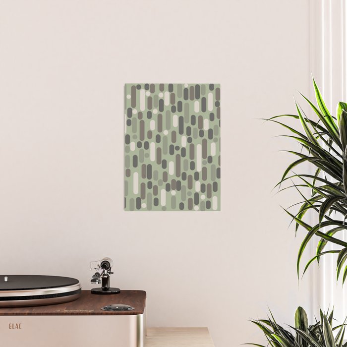 Morningside Heights Midcentury Modern Pattern in Gray, Almond, and Sage Green  Poster Gallery Image 2