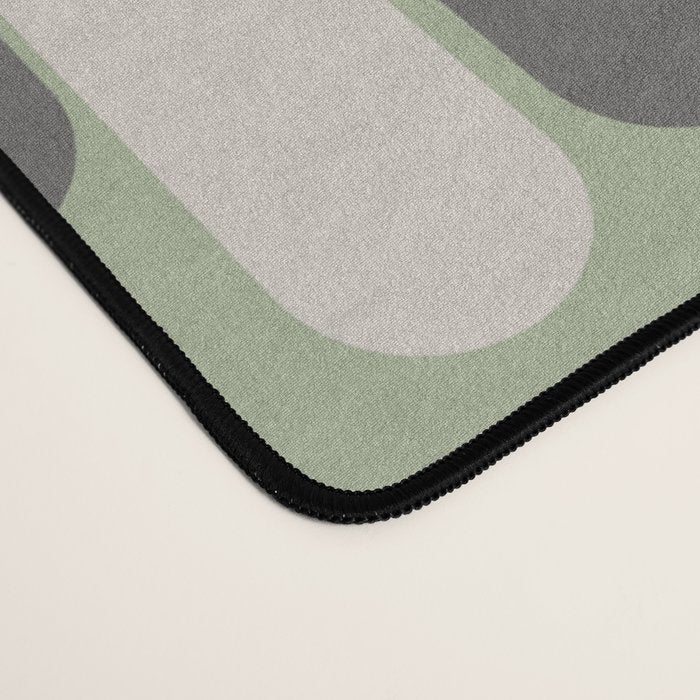 Morningside Heights Midcentury Modern Pattern in Gray, Almond, and Sage Green  Desk Mat Gallery Image 4