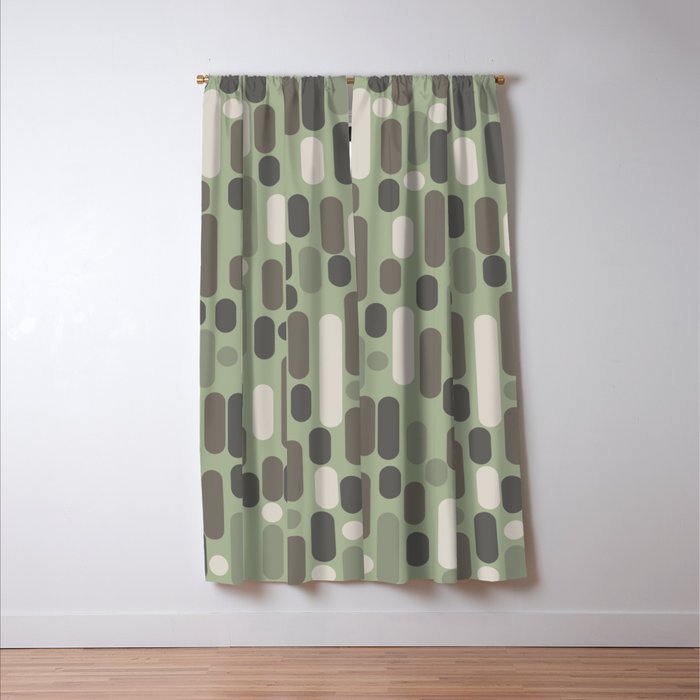 Morningside Heights Midcentury Modern Pattern in Gray, Almond, and Sage Green  Window Curtain Gallery Image 3
