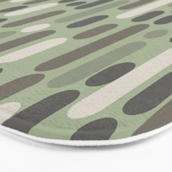 Morningside Heights Midcentury Modern Pattern in Gray, Almond, and Sage Green  Bath Mat Gallery Image 3