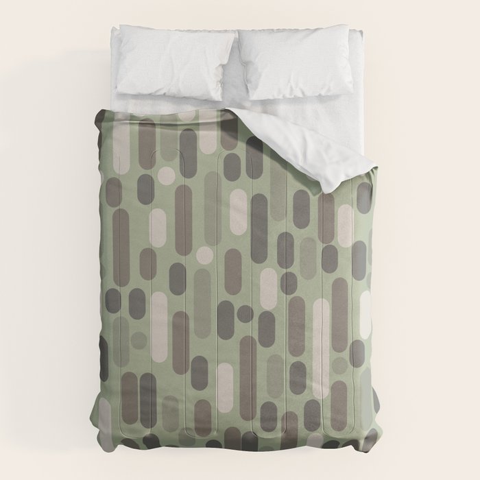 Morningside Heights Midcentury Modern Pattern in Gray, Almond, and Sage Green  Comforter Gallery Image 6