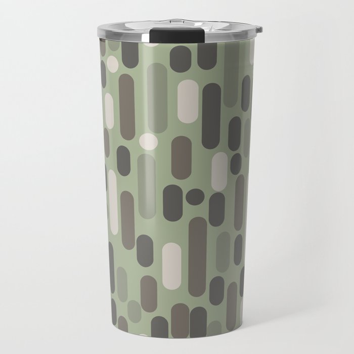 Morningside Heights Midcentury Modern Pattern in Gray, Almond, and Sage Green  Travel Mug Gallery Image 1