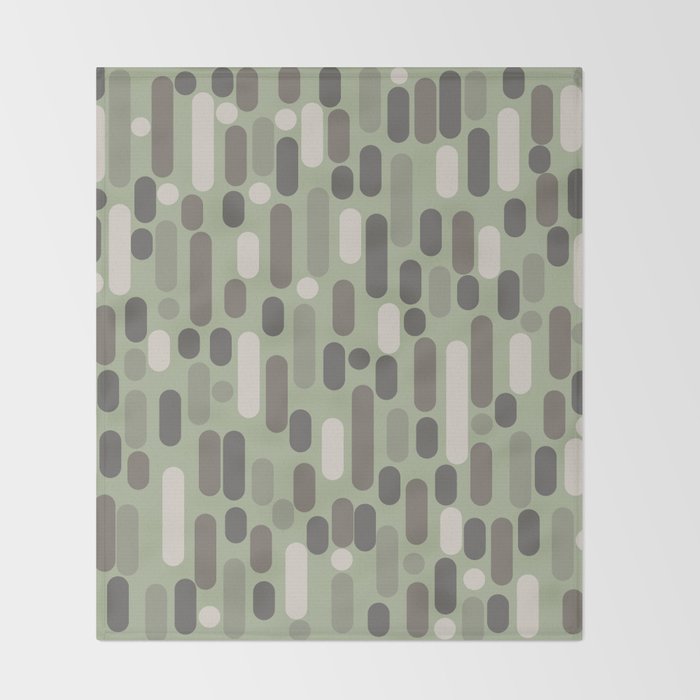 Morningside Heights Midcentury Modern Pattern in Gray, Almond, and Sage Green  Throw Blanket Gallery Image 2