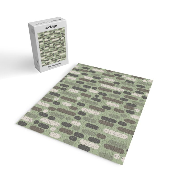 Morningside Heights Midcentury Modern Pattern in Gray, Almond, and Sage Green  Jigsaw Puzzle Gallery Image 2