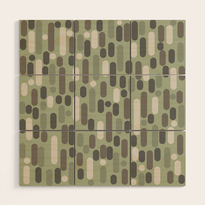 Morningside Heights Midcentury Modern Pattern in Gray, Almond, and Sage Green  Wood Wall Art Gallery Image 1