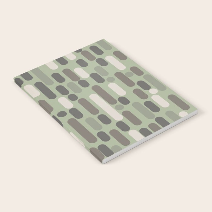 Morningside Heights Midcentury Modern Pattern in Gray, Almond, and Sage Green  Notebook Gallery Image 2