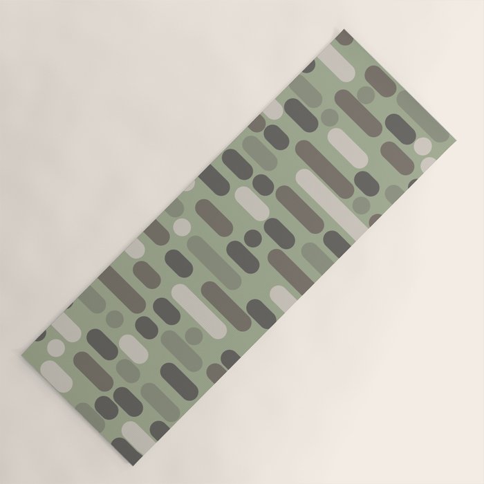 Morningside Heights Midcentury Modern Pattern in Gray, Almond, and Sage Green  Yoga Mat Gallery Image 1