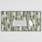 Morningside Heights Midcentury Modern Pattern in Gray, Almond, and Sage Green  Desk Mat Gallery Image 1