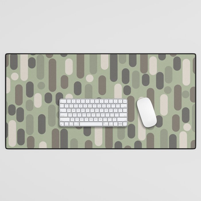 Morningside Heights Midcentury Modern Pattern in Gray, Almond, and Sage Green  Desk Mat Gallery Image 1