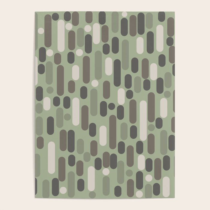 Morningside Heights Midcentury Modern Pattern in Gray, Almond, and Sage Green  Poster Gallery Image 4