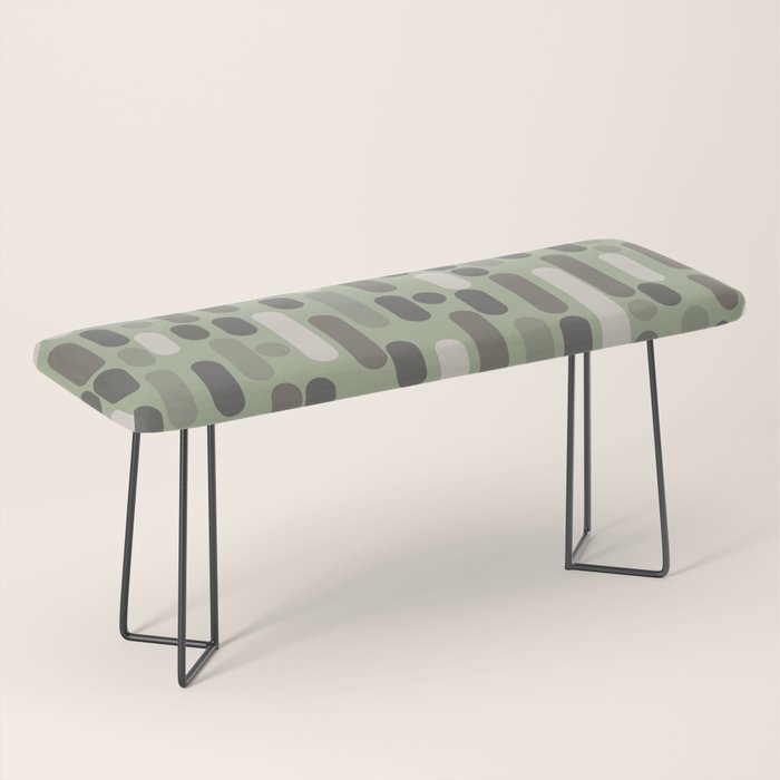 Morningside Heights Midcentury Modern Pattern in Gray, Almond, and Sage Green  Bench Gallery Image 1