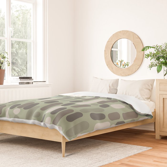 Morningside Heights Midcentury Modern Pattern in Gray, Almond, and Sage Green  Duvet Cover Gallery Image 2