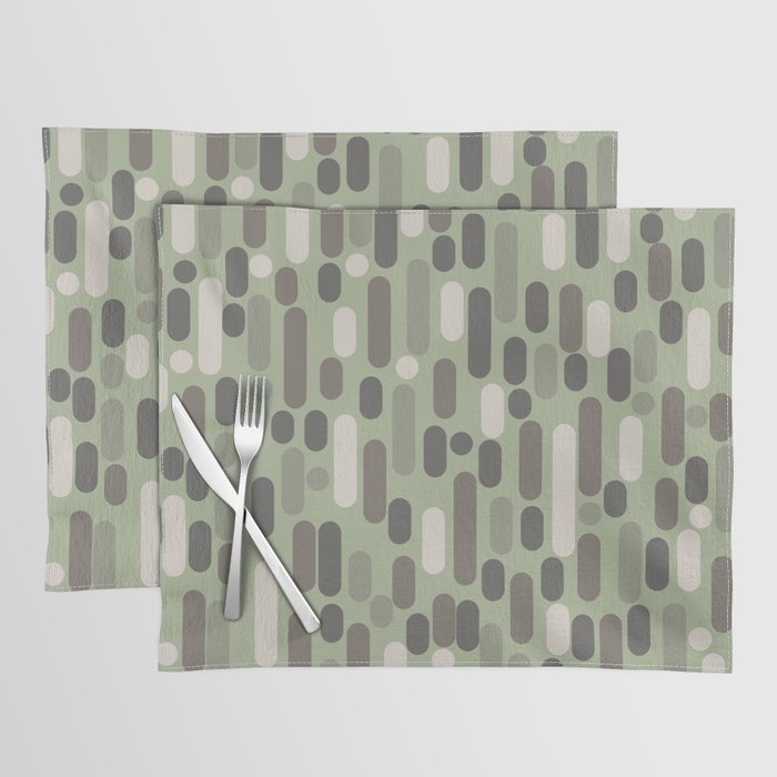 Morningside Heights Midcentury Modern Pattern in Gray, Almond, and Sage Green  Placemat Gallery Image 1