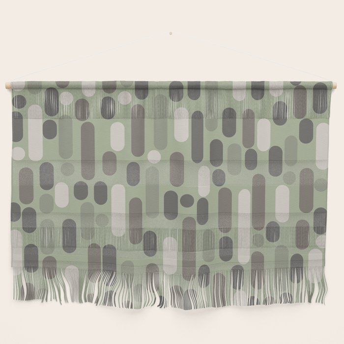 Morningside Heights Midcentury Modern Pattern in Gray, Almond, and Sage Green  Wall Hanging Gallery Image 1