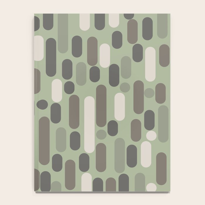 Morningside Heights Midcentury Modern Pattern in Gray, Almond, and Sage Green  Notebook Gallery Image 4